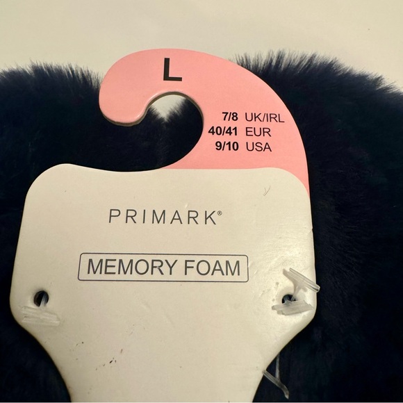 NWT. Primark furry slippers. memory foam slippers size 10. Dark navy blue/black - Picture 2 of 13